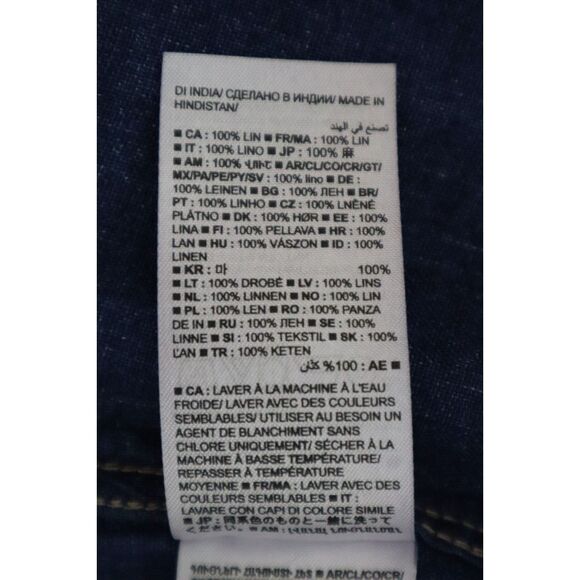 Banana Republic Men's Sz M Navy Blue Standard-Fit Button Down Linen Shirt $85 - Picture 13 of 15